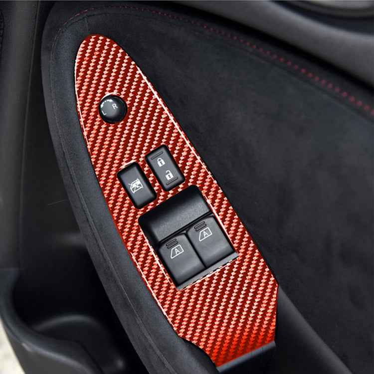 Car Carbon Fiber Main Driving Side Door Lift Control Decorative Sticker for Nissan 370Z / Z34 2009-, Right Drive Low-configured