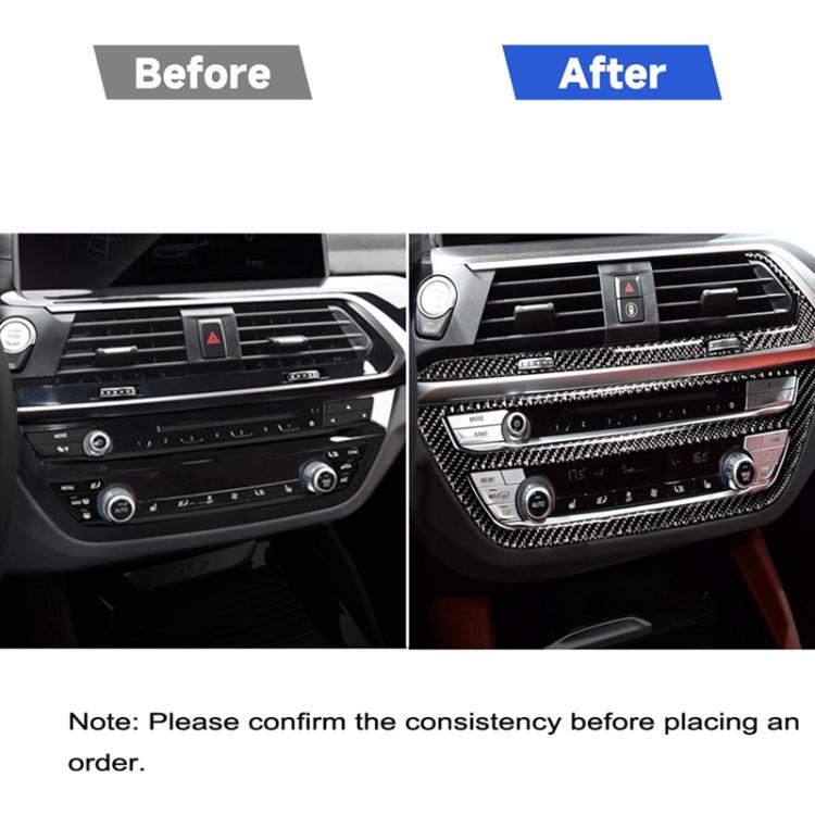 Car Carbon Fiber Air Conditioner CD Control Panel M Performance Decorative Sticker for BMW G01 X3 2018-2020 / G02 X4 2019-2020, Left and Right Drive Universal, Air Conditioner CD Control Panel A