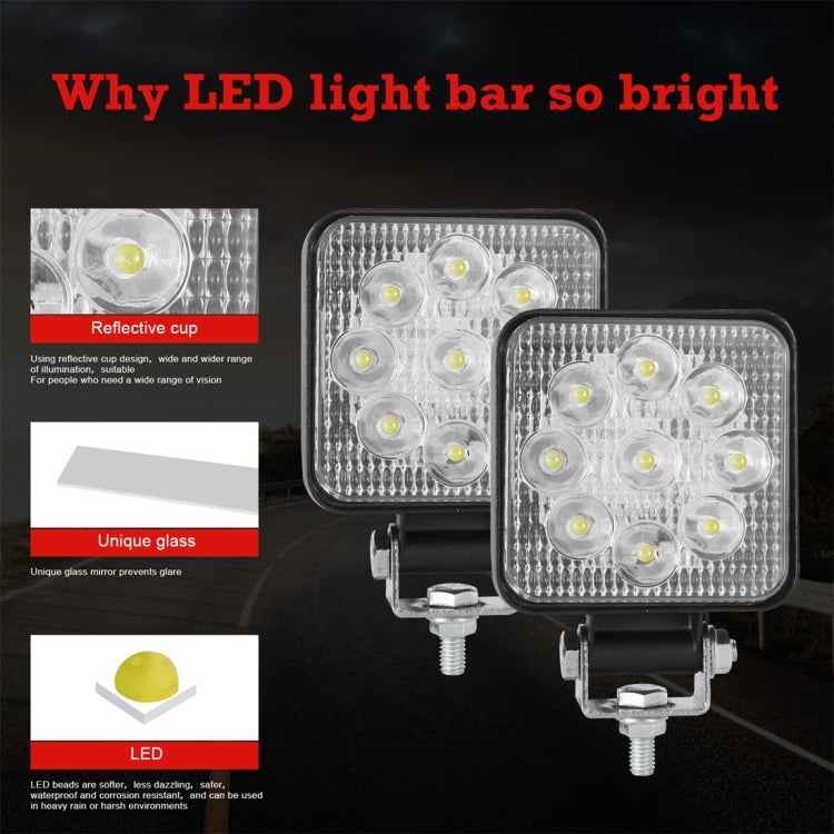 D0036 6.3W 10-30V DC 6000K 3 inch 9 LEDs Square Offroad Truck Car Driving Light Work Light Spotlight Fog Light