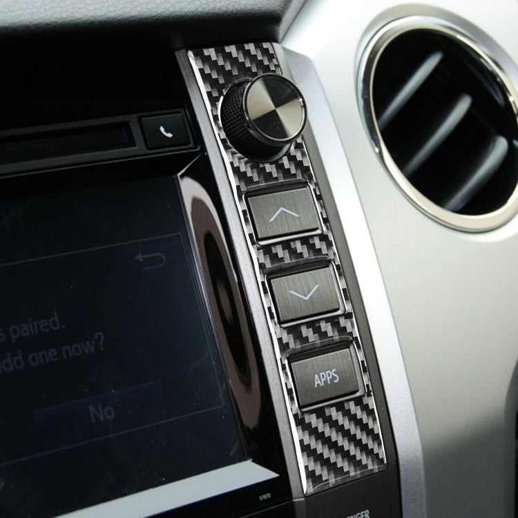 2 PCS / Set Carbon Fiber Car Central Control Volume Switch Decorative Sticker for Toyota Tundra 2014-2018, Left Right Driving Universal, Central Control Volume Switch