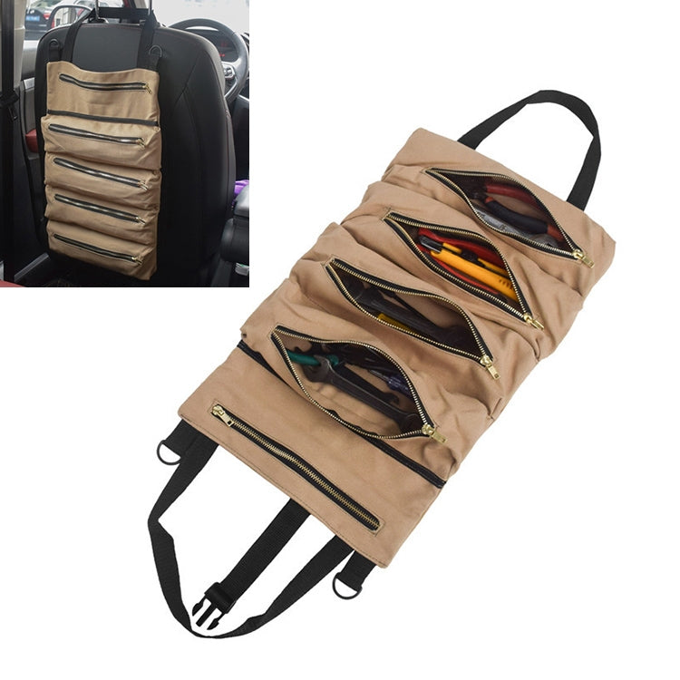 Car Auto Multi-function Canvas Storage Bag Portable Tool Bag Hanging Pocket Bag, Multi-function Army Green, Multi-function Khaki