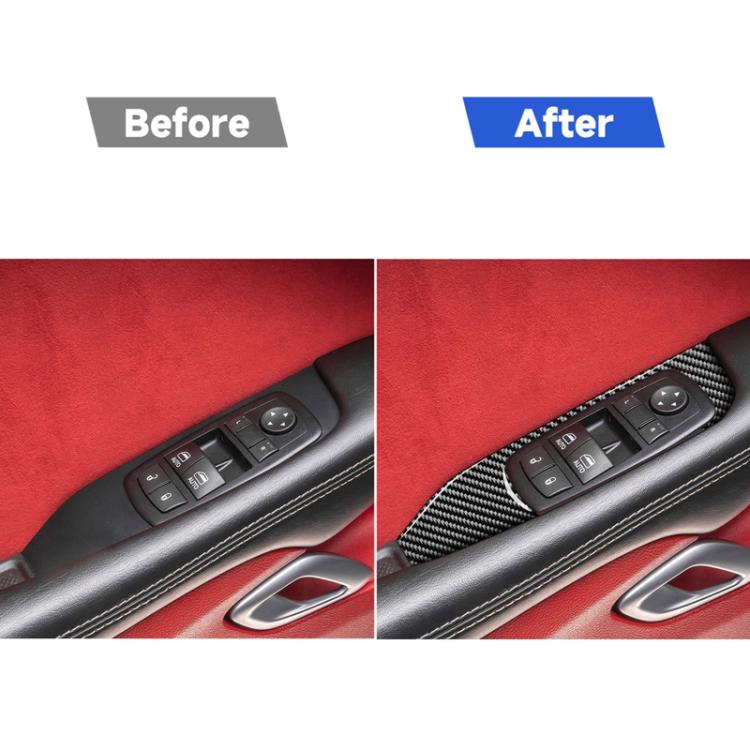 Carbon Fiber Car Window Lift Panel Decorative Sticker for Dodge Challenger 2015 to Now, Left Driving, Window Lift Panel