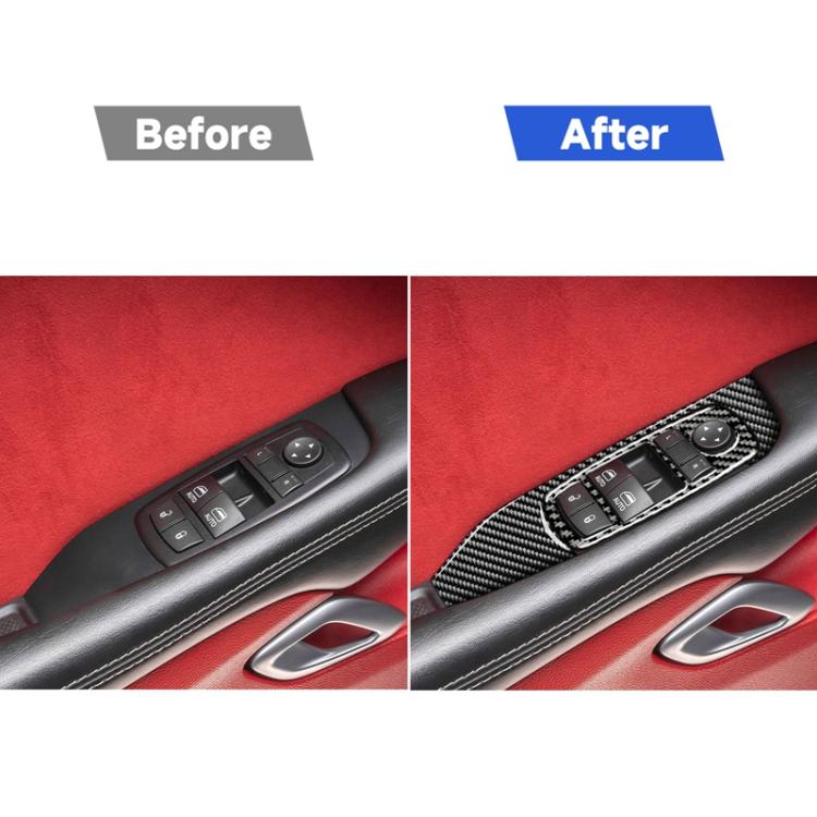 Carbon Fiber Car Window Lift Set Decorative Sticker for Dodge Challenger 2015 to Now, Left Driving, Window Lift Set