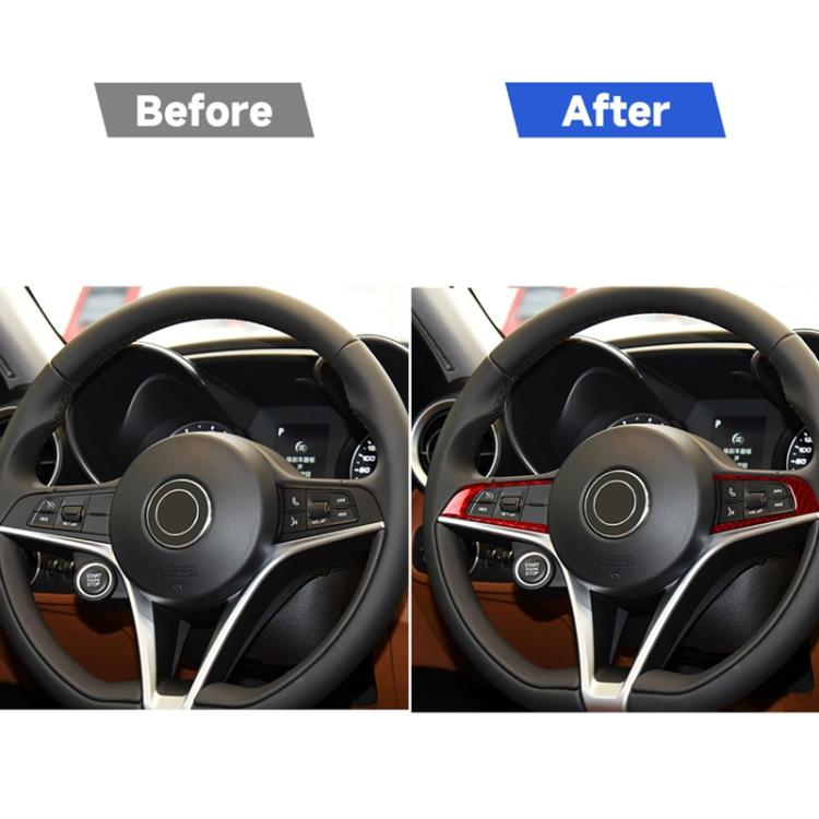 2 PCS / Set Carbon Fiber Car Steering Wheel Button Panel Decorative Sticker for Alfa Romeo Giulia 2017-2019,Left and Right Drive Universal, Steering Wheel Button Panel