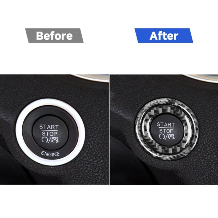 2 PCS / Set Carbon Fiber Car Ignition Switch Decorative Sticker for Dodge Challenger 2015 to Now, Left Driving, Ignition Switch