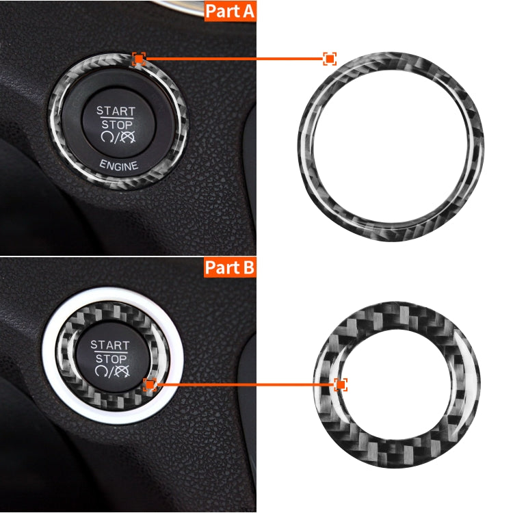 2 PCS / Set Carbon Fiber Car Ignition Switch Decorative Sticker for Dodge Challenger 2015 to Now, Left Driving, Ignition Switch
