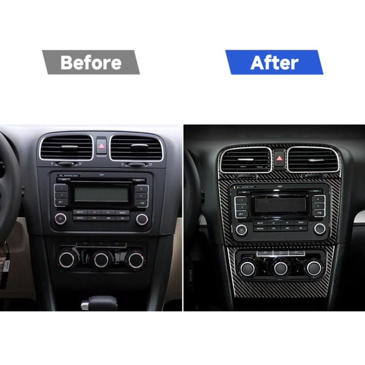 Carbon Fiber Car CD Panel Decorative Sticker for Volkswagen Golf 6 2008-2012, CD Panel