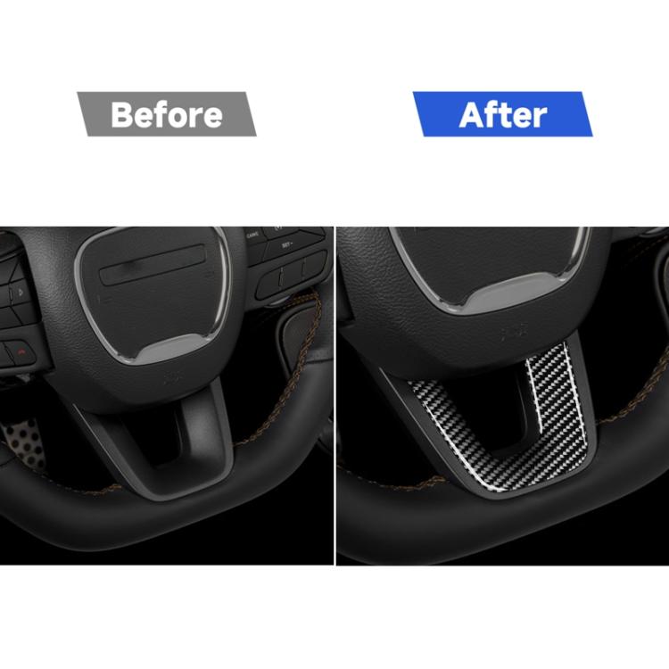 Carbon Fiber Car Steering Wheel Chin Decorative Sticker for Dodge Challenger 2015 to Now, Left Driving, Steering Wheel Chin