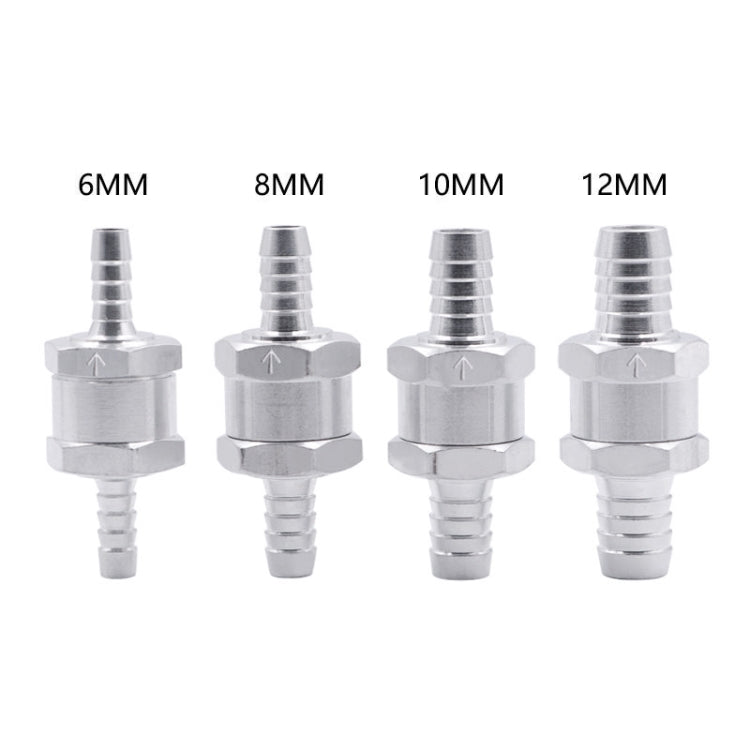 Car 10mm Aluminium Alloy Fuel Petrol One Way Non Return Check Valve, 10mm Silver