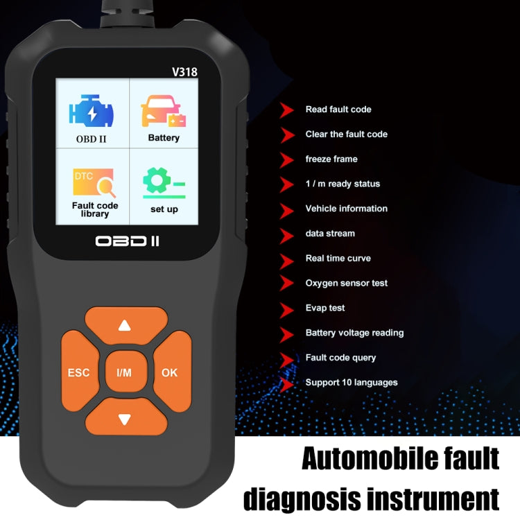 Herramienta de diagnóstico OBD2 para coche V318 con pantalla a color y lector de códigos, V318