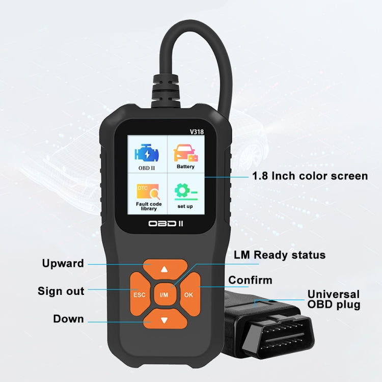 Herramienta de diagnóstico OBD2 para coche V318 con pantalla a color y lector de códigos, V318