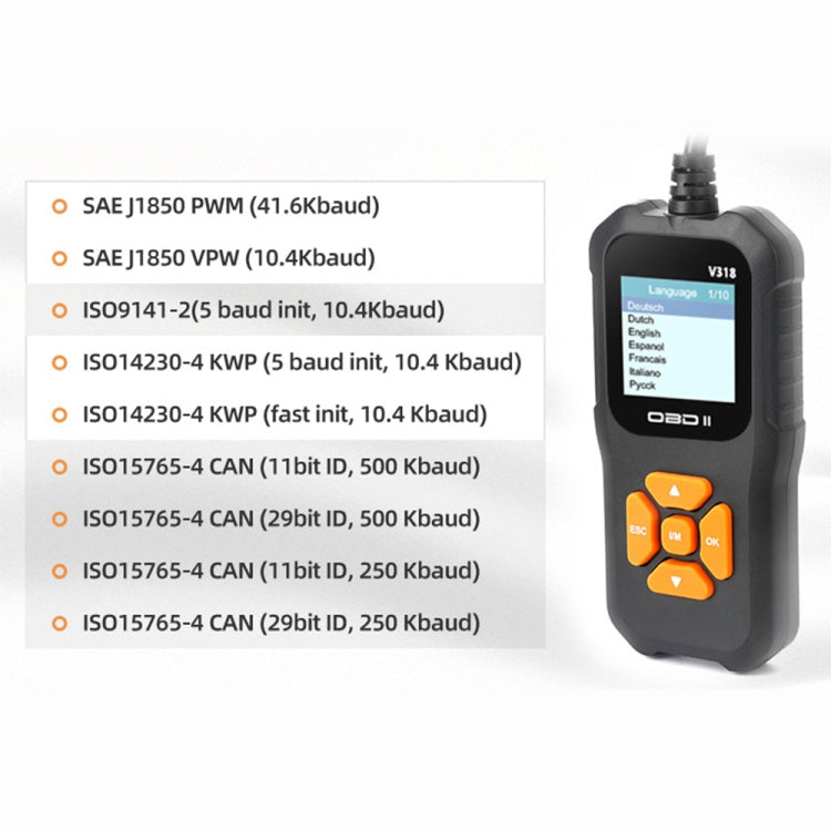 Herramienta de diagnóstico OBD2 para coche V318 con pantalla a color y lector de códigos, V318