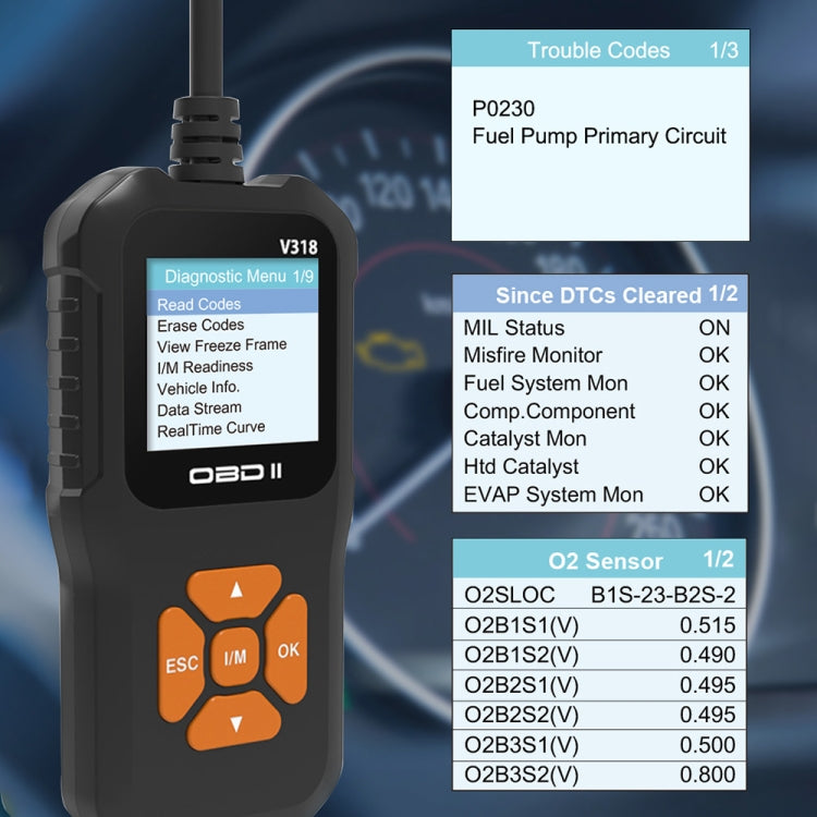 Herramienta de diagnóstico OBD2 para coche V318 con pantalla a color y lector de códigos, V318