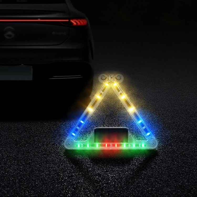 Car Triangular Light Warning Sign Solar Charging Strobe Emergency Ranger Light