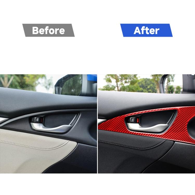 Car Carbon Fiber Door Handle Door Wrist Panel Decorative Sticker for Honda Tenth Generation Civic 2016-2019, Left and Right Drive Universal, Door Handle Door Wrist Panel