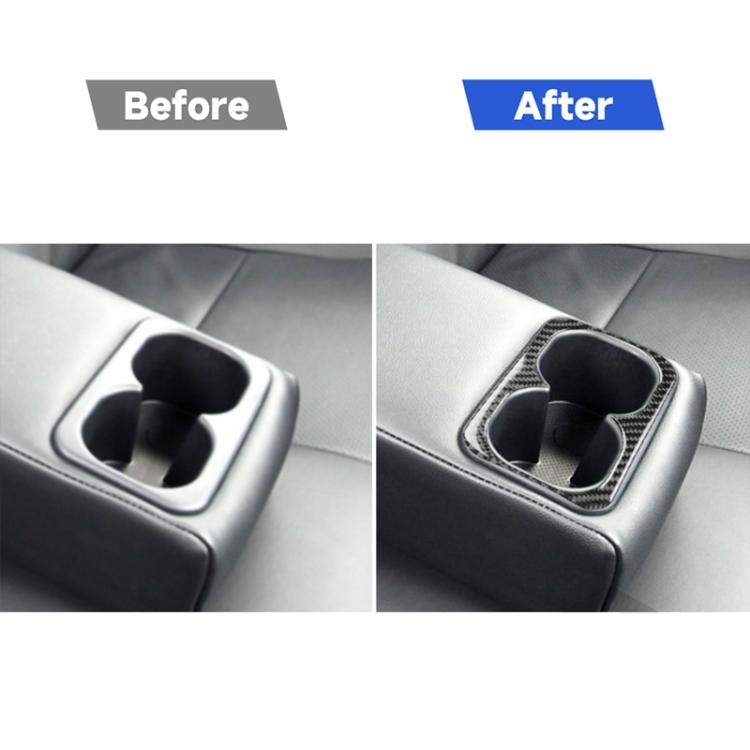 Car Carbon Fiber Rear Center Armrest Cup Holder Decorative Sticker for Mitsubishi Lancer EVO 2008-2015, Left and Right Drive Universal, Rear Center Armrest Cup Holder