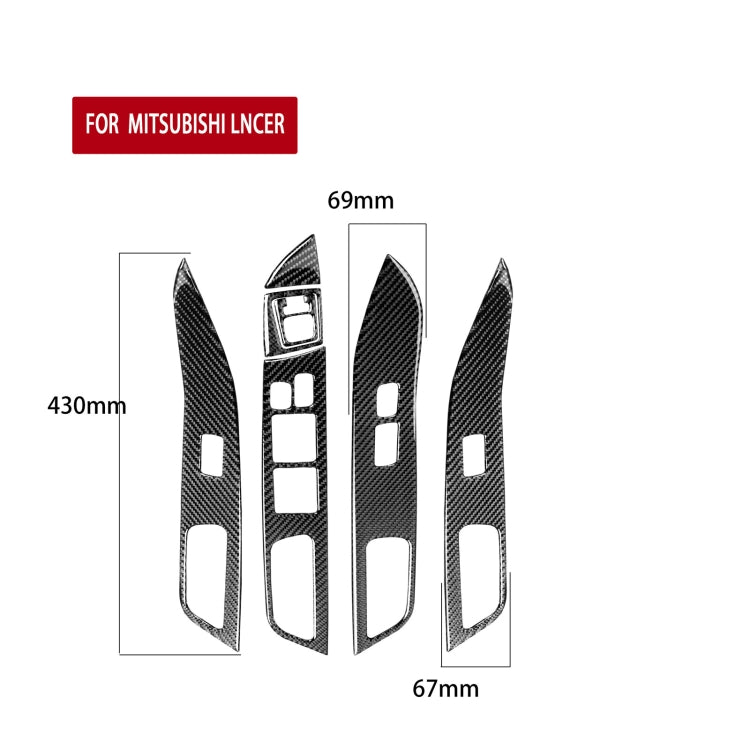 6 PCS Car Carbon Fiber Glass Lift Panel Decorative Sticker for Mitsubishi Lancer EVO 2008-2015, Left Drive, Glass Lift Panel, Left Drive