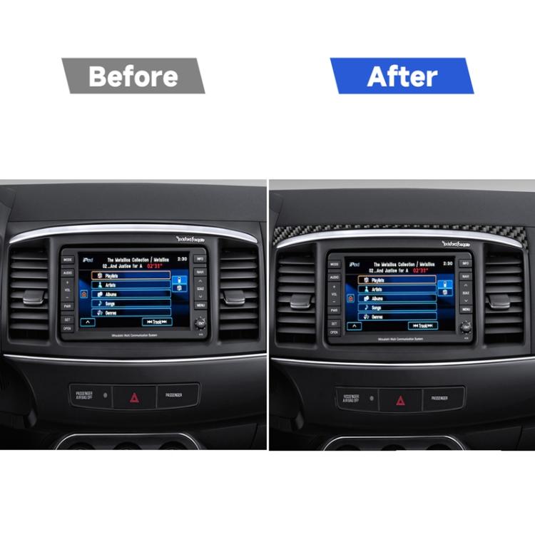 Car Carbon Fiber Navigation System Cover Decorative Sticker for Mitsubishi Lancer EVO 2008-2015, Left and Right Drive Universal, Navigation System Cover