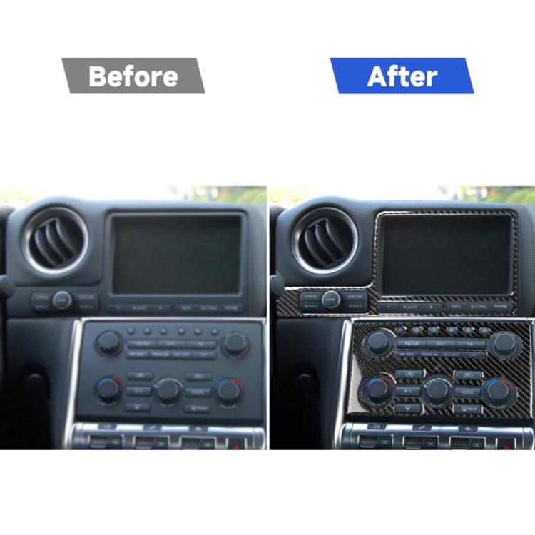2 PCS Car Carbon Fiber Navigation Instrument Decorative Sticker for Nissan GTR R35 2008-2016, Left Drive, Navigation Instrument, Left Drive