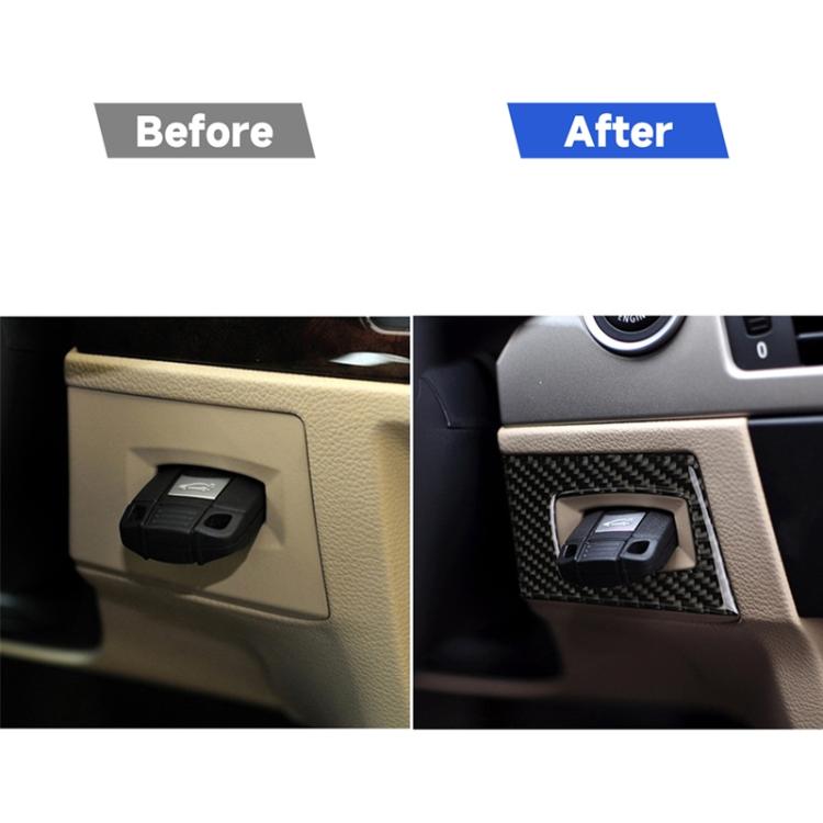 Carbon Fiber Car Left Driving Ignition Switch Decorative Sticker for BMW E90 / E92 2005-2012, Left Driving Ignition Switch