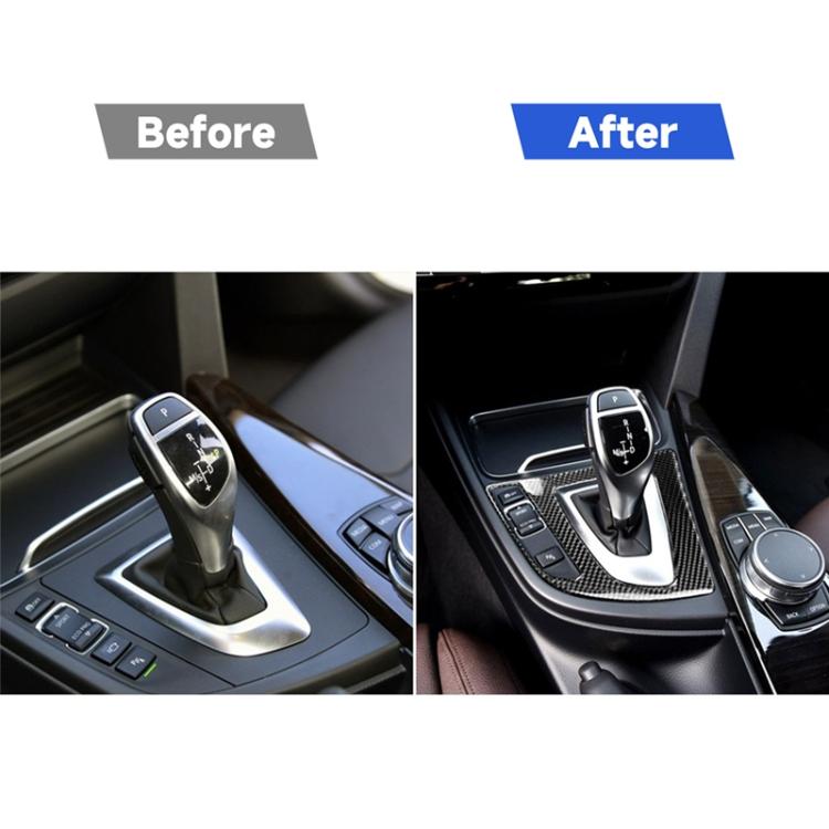 Carbon Fiber Car Gear Panel Decorative Sticker for BMW (F30) 2013-2017 / (F34) 2013-2017, Sutible for Left Driving, Gear Panel