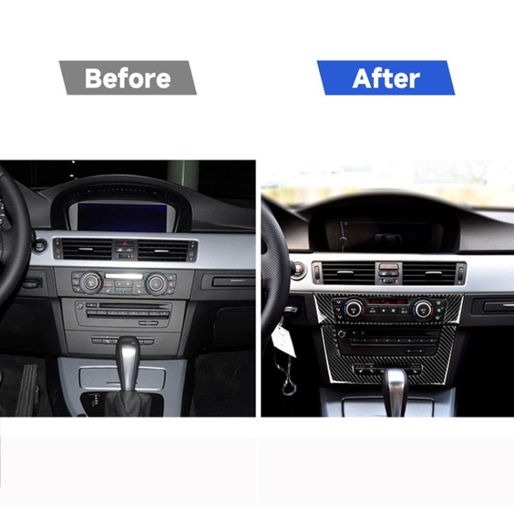 Carbon Fiber Car Central Control CD Panel Decorative Sticker for BMW E90 / E92 2005-2012, High Edition with Hole, CD Panel(High Edition with Hole)