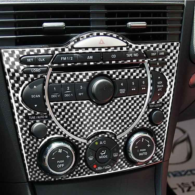 3 in 1 Car Carbon Fiber Dashboard Multimedia Panel Decorative Sticker for Mazda RX8 2004-2008, Left and Right Drive Universal