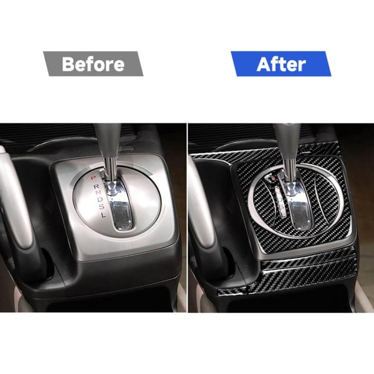 10 in 1 Car Carbon Fiber Automatic Gear + Water Cup Holder Decorative Sticker for Honda Civic 8th Generation 2006-2011, Left Drive, Automatic Gear + Water Cup Holder, Left Drive
