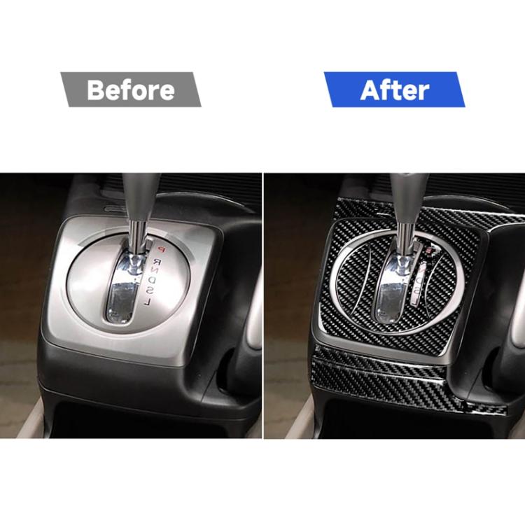 8 in 1 Car Carbon Fiber Automatic Gear Panel Set Decorative Sticker for Honda Civic 8th Generation 2006-2011, Right Drive, Automatic Gear Panel Set, Right Drive