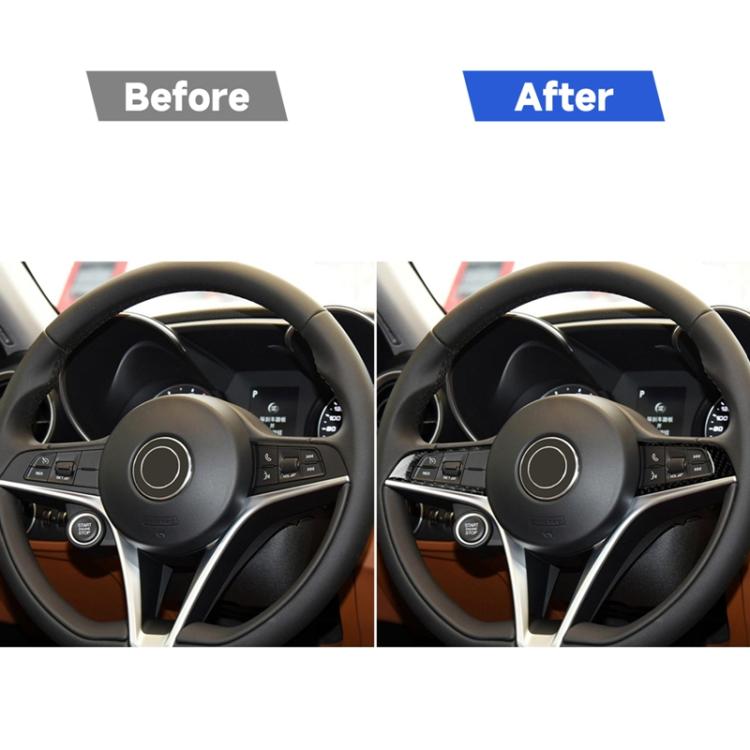2 in 1 Car Carbon Fiber Steering Wheel Button Decorative Sticker for Alfa Romeo Giulia Stelvio 2017-2019, Left and Right Drive Universal, Steering Wheel Button