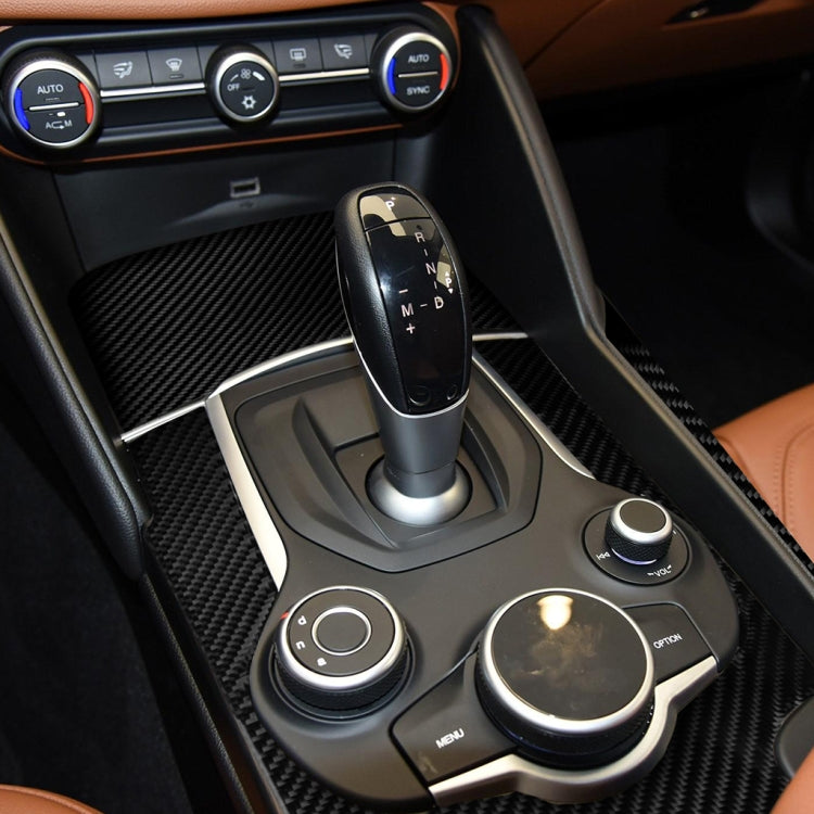 3 in 1 Car Carbon Fiber Gear Frame Panel Decorative Sticker for Alfa Romeo Giulia 2017-2019, Left Drive, Gear Frame, Left Drive