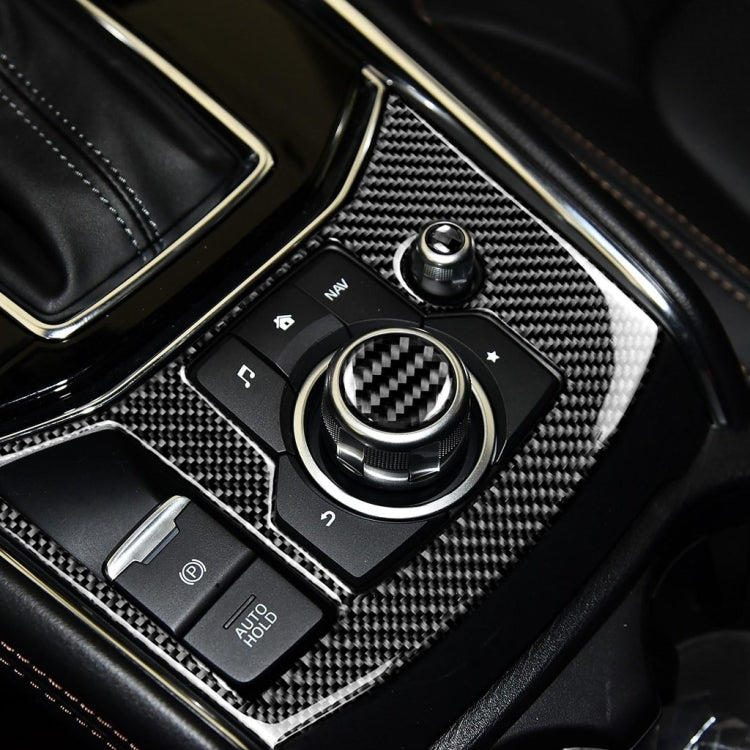 One Set Car Carbon Fiber Multimedia Knob Decorative Sticker for Mazda 3 / 6 / CX-9 / CX-5, Left and Right Drive Universal, Multimedia Knob