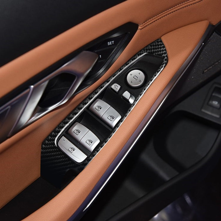 4 in 1 Car Carbon Fiber Window Glass Lift Decorative Sticker for BMW 3 Series G20/G28/325Li/330d/335 2019-2020, Left and Right Drive Universal, Window Glass Lift