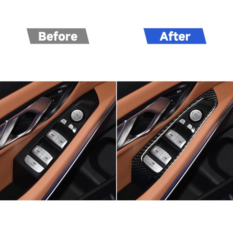 4 in 1 Car Carbon Fiber Window Glass Lift Decorative Sticker for BMW 3 Series G20/G28/325Li/330d/335 2019-2020, Left and Right Drive Universal, Window Glass Lift