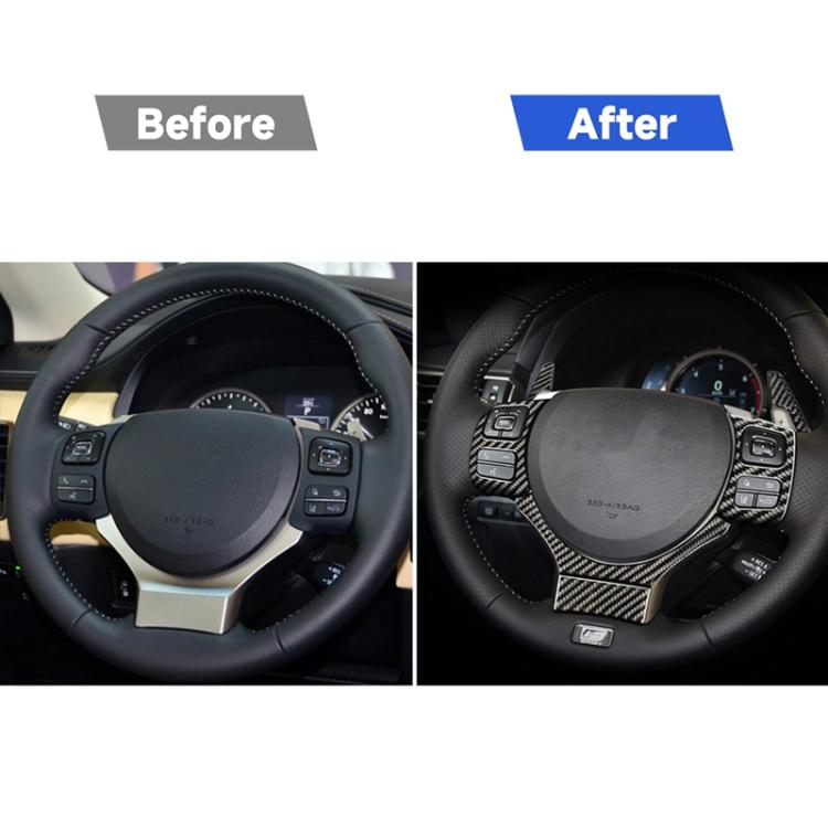 Car Carbon Fiber Steering Wheel Button Decorative Sticker for Lexus NX200 / 200t / 300h 2014-2021, Left and Right Drive Universal, Steering Wheel Button