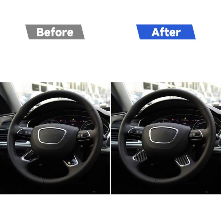 Car Carbon Fiber Steering Wheel Button Decorative Sticker for Audi A6 S6 C7 A7 S7 4G8 2012-2018, Left and Right Drive Universal, Steering Wheel Button
