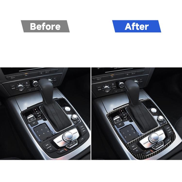 Car Carbon Fiber Gear Shift Panel Decorative Sticker for Audi A6 S6 C7 A7 S7 4G8 2012-2018, Left and Right Drive Universal, Gear Shift