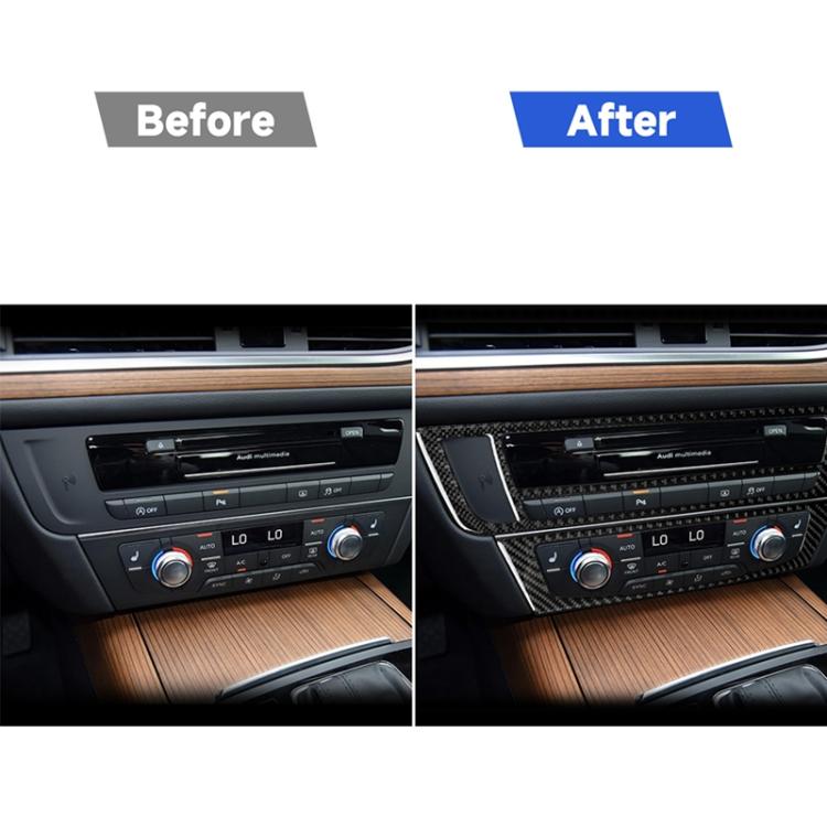 Car Carbon Fiber Air Conditioning CD Panel Decorative Sticker for Audi A6 S6 C7 A7 S7 4G8 2012-2018, Left Drive, Air Conditioning CD Panel, Left Drive
