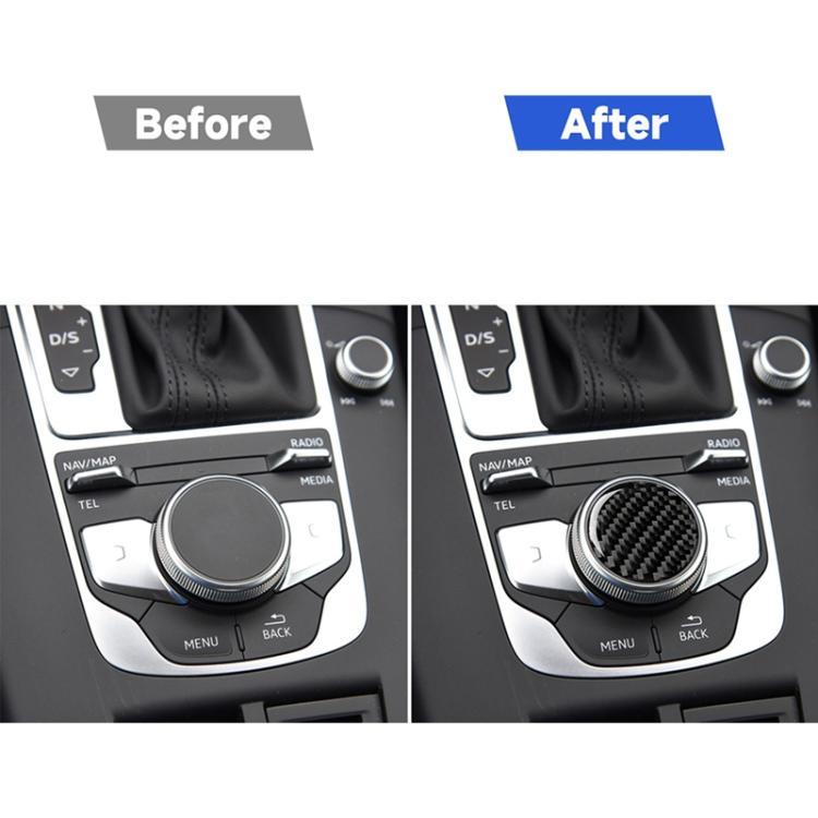 Car Carbon Fiber Central Control Knob Decorative Sticker for Audi A3 / A4L 2014-2019, Left and Right Drive Universal, Central Control Knob