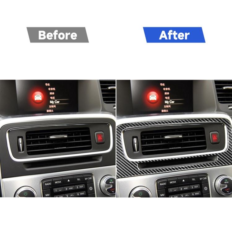 Car Carbon Fiber Central Control Air Outlet Decorative Stickers for Volvo V60 2010-2017 / S60 2010-2018, Left and Right Drive Universal, Central Control Air Outlet