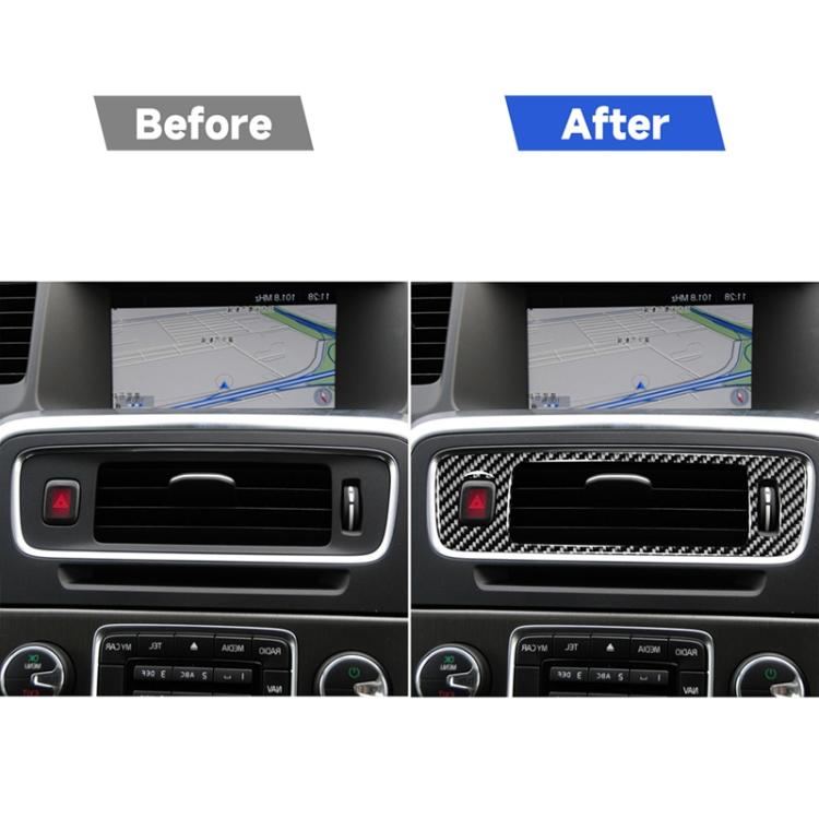 Car Carbon Fiber Central Control Below Air Outlet Decorative Stickers for Volvo V60 2010-2017 / S60 2010-2018, Right Drive, Central Control Below Air Outlet, Right Drive