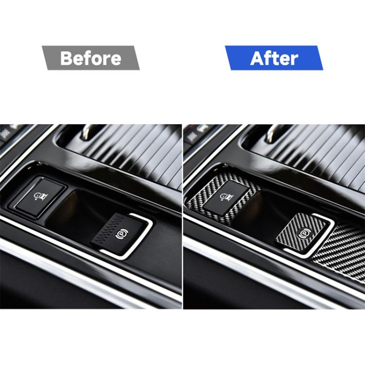 3 in 1 Car Carbon Fiber Electronic Handbrake Decorative Stickers for Jaguar F-PACE X761 XE X760 XF X260 2016-2020, Left and Right Drive Universal, Electronic Handbrake