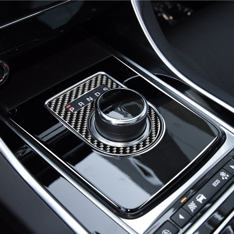 Car Carbon Fiber Gearshift Knob Decorative Stickers for Jaguar F-PACE X761 XE X760 XF X260 XJ 2016-2020, Left and Right Drive Universal, Gearshift Knob