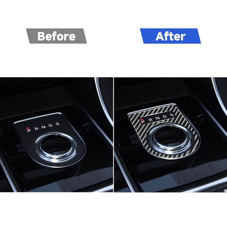 Car Carbon Fiber Gearshift Knob Decorative Stickers for Jaguar F-PACE X761 XE X760 XF X260 XJ 2016-2020, Left and Right Drive Universal, Gearshift Knob