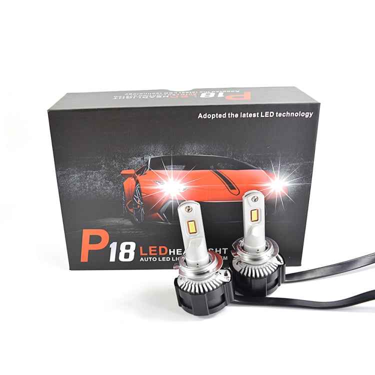 2 PCS P18 H7 DC11-30V 52W 6500K 6500LM Car LED Headlight Lamps