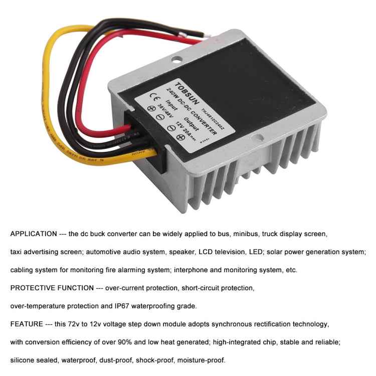 36V 48V to 12V 20A Step Down Converter Voltage Reducer for Golf Cart