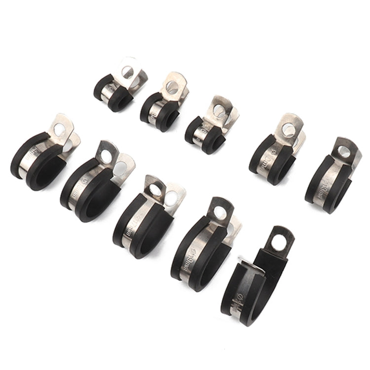 10 PCS Car Rubber Cushion Pipe Clamps Stainless Steel Clamps, Size: 5/4 inch (32mm), Size: 5/4 inch (32mm)