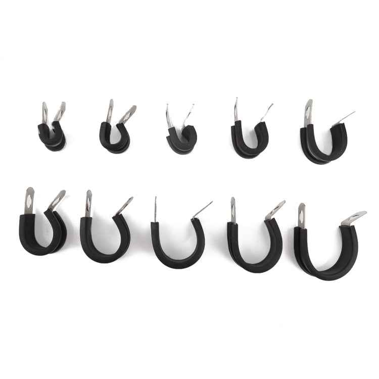 10 PCS Car Rubber Cushion Pipe Clamps Stainless Steel Clamps, Size: 3/8 inch (10mm)