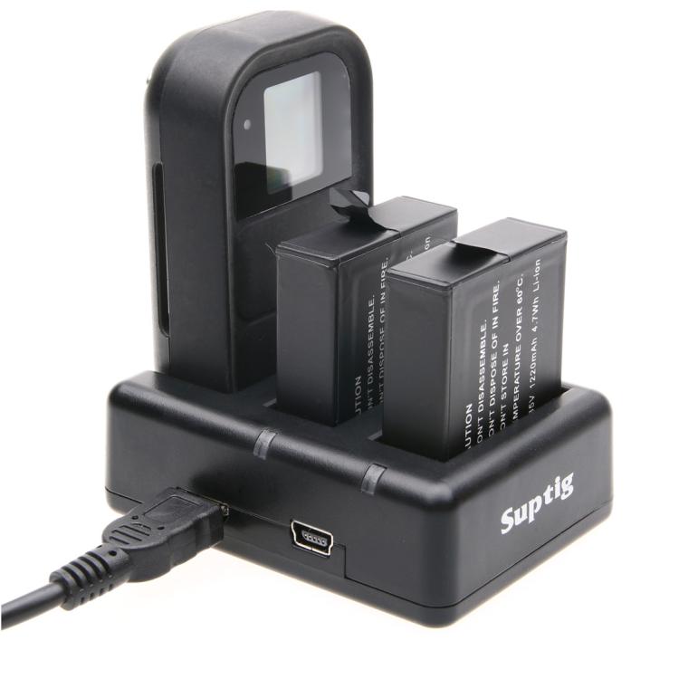 Dual Batteries Charger + Remote Control Charger with USB Cable for GoPro HERO7 Black /6 /5 (AHDBT-501), Batteries not included, Battery+Remote Control Charger