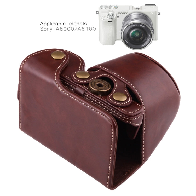 Full Body Camera PU Leather Case Bag with Strap for Sony A6000 / A6300 / Nex 6, For Sony A6000, For A6000